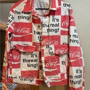 Urban Outfitters Red and White Coca-Cola Jean Jacket
